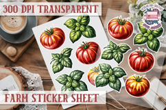 Farm sticker sheet Harvest Scrapbook PNG Vegetables Cozy Product Image 1