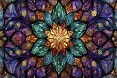 Stained Glass Floral Mandala Pattern Background Wallpaper Product Image 1