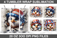 4Th Of July Eagle Tumbler Sublimation, 20 oz Tumbler Wrap Product Image 1