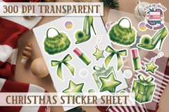 Christmas Watercolor Sticker Sheet Winter Cute Holiday PNG Product Image 1