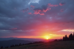 Scenic Sunset Over a Mountain Range Background Wallpaper Product Image 1