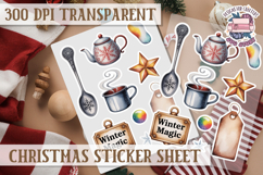 Christmas Watercolor Sticker Sheet Winter Cute Holiday PNG Product Image 1