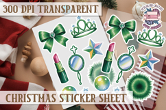 Christmas Watercolor Sticker Sheet Winter Cute Holiday PNG Product Image 1
