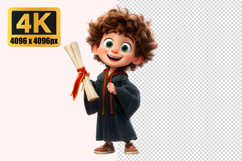Cheerful Young Boy with Curly Brown Hair Transparent PNG Product Image 1