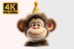 Monkey Wearing a Party Hat Transparent PNG Product Image 1