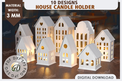 3D Houses Laser Cut Bundle. House Candle Holders SVG Product Image 1