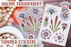 Summer Vibes sticker sheet Beach Scrapbook PNG Flowers Product Image 1