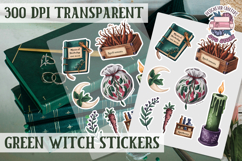 Green Witch sticker sheet Magic Scrapbook PNG Herbs Spells Product Image 1
