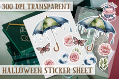 Halloween sticker sheet Creepy Scrapbook PNG Funny Skulls Product Image 1