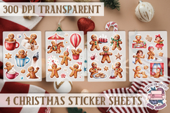 Christmas Gingerbread mans Watercolor Sticker Sheet Winter Product Image 1