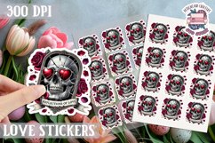Love sticker Sheet Valentine Day Lovers Gothic Skull PNG Product Image 1