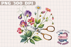 Sweet pea and wildflower Floral Clipart Sublimation Design Product Image 1