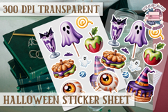 Halloween sticker sheet Creepy Scrapbook PNG Funny Skulls Product Image 1