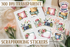 Scrapbooking sticker sheet Cute Funny PNG Watercolor School Product Image 1