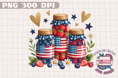 4th of July PNG Sublimation Strawberry berries Patriotic Product Image 1