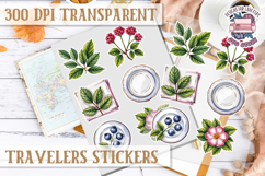 Travel sticker sheet Outdoor Scrapbook PNG Wanderlust Camp Product Image 1