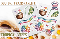 Tropical Vibes sticker sheet Flowers Hawaii PNG Floral Product Image 1