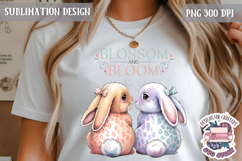 Cute Bunnies Spring Sublimation Design PNG Easter Hoop bunny Product Image 1