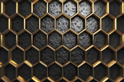 Black and Gold Hexagonal Honeycomb Background Wallpaper Product Image 1