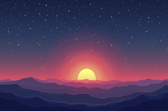 Layered Mountains with Sun Background Wallpaper Product Image 1