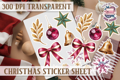 Christmas Watercolor Sticker Sheet Winter Cute Holiday PNG Product Image 1