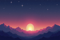 Sunset Over a Mountain Range Background Wallpaper Product Image 1