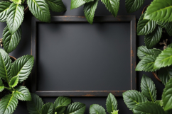 Lush Green Leaves with Chalkboard Background Wallpaper Product Image 1