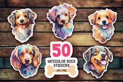50 Watercolor Dogs | Stickers For Cricut | PNG Product Image 1