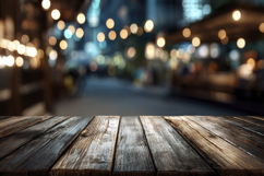 Wooden Table with Bokeh Background Wallpaper Product Image 1