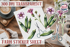 Farm sticker sheet Harvest Scrapbook PNG Vegetables Cozy Product Image 1