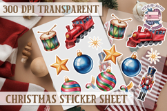 Christmas Watercolor Sticker Sheet Winter Cute Holiday PNG Product Image 1