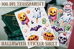 Halloween sticker sheet Creepy Scrapbook PNG Funny Skulls Product Image 1