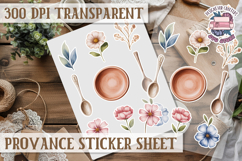 Cozy sticker sheet Flowers Scrapbook PNG Provence Product Image 1