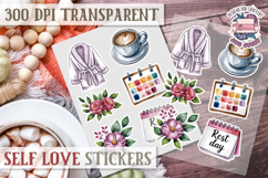 Self Love sticker sheet Scrapbook PNG Nature Watercolor Yoga Product Image 1