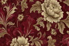 Red and Gold Damask Pattern Background Wallpaper Product Image 1