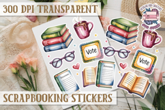 Scrapbooking sticker sheet Cute Funny PNG Watercolor School Product Image 1