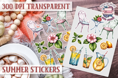 Summer sticker sheet Beach Scrapbook PNG Flowers Vibe Product Image 1