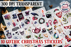 Gothic Christmas Watercolor Sticker Sheet Winter Scary PNG Product Image 1
