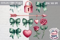 St Valentine’s Coquette Bow PNG Holidays Funny Watercolor Product Image 1