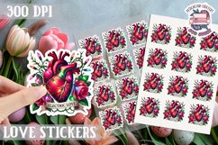 Love sticker Sheet Valentine Day Lovers Gothic Skull PNG Product Image 1