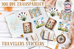 Travel sticker sheet Outdoor Scrapbook PNG Wanderlust Camp Product Image 1