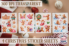 Christmas Gingerbread mans Watercolor Sticker Sheet Winter Product Image 1