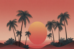 Palm Tree Beach Sunset Background Product Image 1