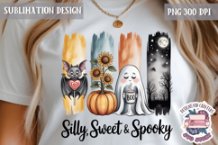 Halloween Watercolor Brushstrokes PNG Funny Ghost Design Product Image 1