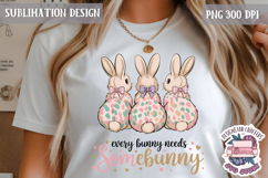 Cute Bunnies Spring Sublimation Design PNG Easter Hoop bunny Product Image 1