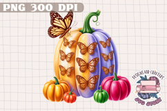 Autumn Pumpkin Sublimation design Fall Decorative Color PNG Product Image 1