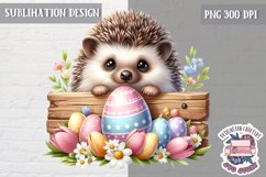 Cute Easter Animal with board Sublimation Design PNG Spring Product Image 1