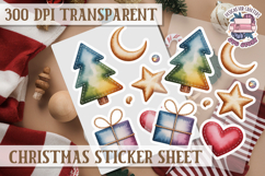 Christmas Watercolor Sticker Sheet Winter Cute Holiday PNG Product Image 1