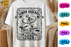 Senior 2026 Baseball SVG, PNG, Wild West Style Design Product Image 1