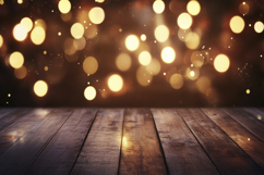 Bokeh with Wooden Background Wallpaper Product Image 1
